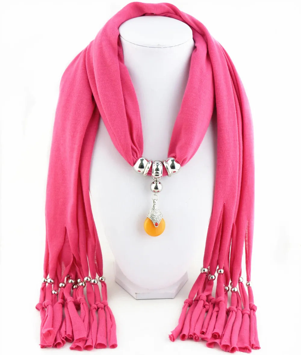 Women Vintage Tassels Pendant Design Necklace Scarf