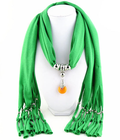 Women Vintage Tassels Pendant Design Necklace Scarf