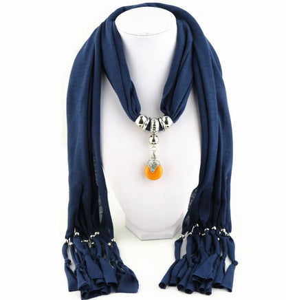 Women Vintage Tassels Pendant Design Necklace Scarf