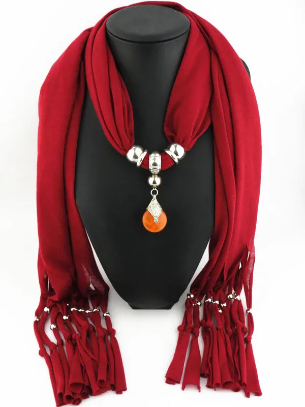 Women Vintage Tassels Pendant Design Necklace Scarf